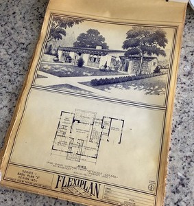 Vintage 1948 MCM Cottage Ranch Home Plan Blueprint Triflex Service Washington DC