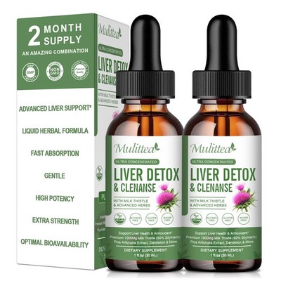 2-Pack Milk Thistle Liquid Drops   Liver Cleanse & Detox Support,Fast Absorption