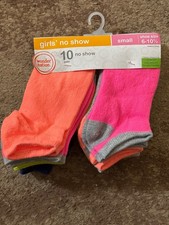 10 Pair Girls' No Show multicolor socks size Small 6-10 1/2