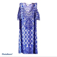 Whimsigoth Blue White Bohemian Dress XS