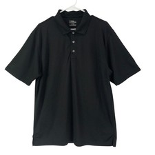 PGA Tour Mens Black Mesh Short Sleeve Golf Polo Shirt XL Solid Activewear