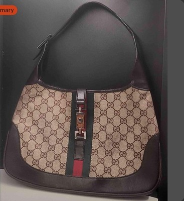 Gucci Jackie GG Signature Monogram Bag, With Vintage Web Accent, Piston Lock