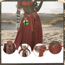 6 Pcs Medieval Viking Belt Leather Renaissance Medieval Viking Belt with Poti...