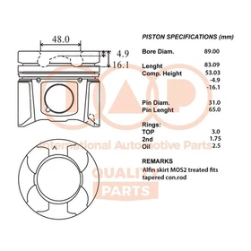 IAP QUALITY PARTS 100-12054 Kolben für MITSUBISHI SPACE RUNNER (N1W, N2W)
