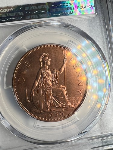 1950 England, UK, Great Britain, KM# 869 PROOF Penny, 1D, S 4117, PCGS PR 65 RB - Picture 3 of 4