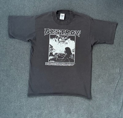 DESTROY vintage 90s shirt crust hardcore punk burn this racist system down