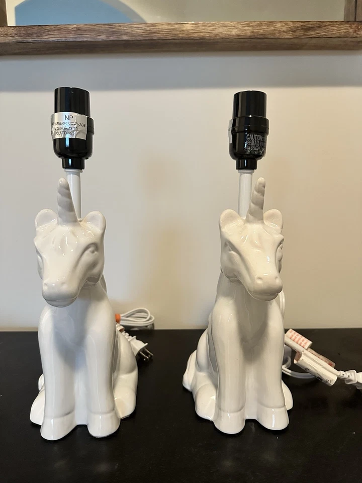 Unicorn Figural Lamp Ceramic White - Pillowfort Target Kids Table Light Set of 2 - Image 2 of 2