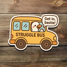 Struggle Bus Goose Sticker – Funny Chibi Vinyl Decal