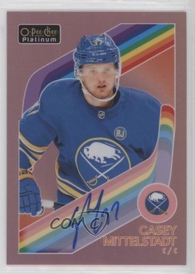 2023-24 O-Pee-Chee Platinum Retro Red Rainbow Casey Mittelstadt #R-27 Auto 3z6
