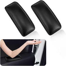 2PCS Car Knee Cushion,Soft Leather Door Armrest Pad for Leg Black 