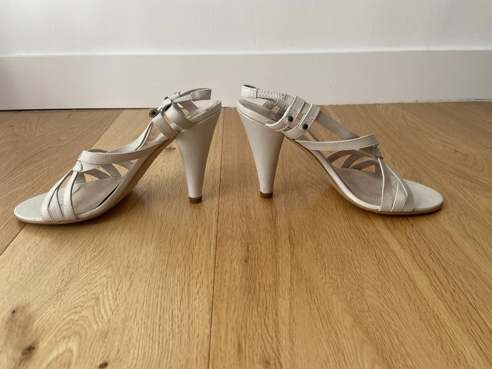 *Genuine* Diesel Leather Strappy Sandals Heels Off White Cream UK4.5 Eur38 Women - Image 3 of 4