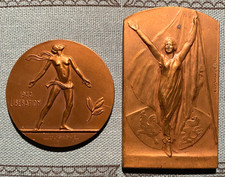 BELGIUM Lot of 2 WWII-Era Bronze Medals Liberation + Anderlecht Resistance