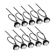 10 PCS 3/4'' LED Trailer Marker Clearance Lights, 24V Round Clearance LED White