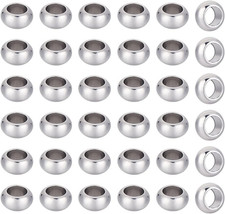 60Pcs Rondelle Spacer Beads Stainless Steel Loose Beads 6Mm Hole Spacer Beads Sm