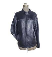 Karl Lagerfeld Mens Leather Jacket Soft Black...