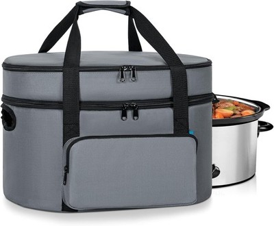 Double Layer Slow Cooker Travel Bag Compatible with 6, 7, 8 Quart Crock-Pot, ...