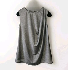 H By Halston Gray Metallic Drape Front Sleeveless Top/Tank Womens Sz S 