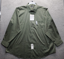 Van Heusen Dress Shirt Men 20 Green Ultra Wrinkle Free Big Fit Stretch Button Up
