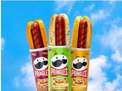 Pringles Three-Pack + FREE Pringles Pop Hot Dog Buns In HAND