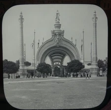 Glass magic lantern slide - 1900 PARIS EXHIBITION MONUMENTAL ENTRANCE PHOTO