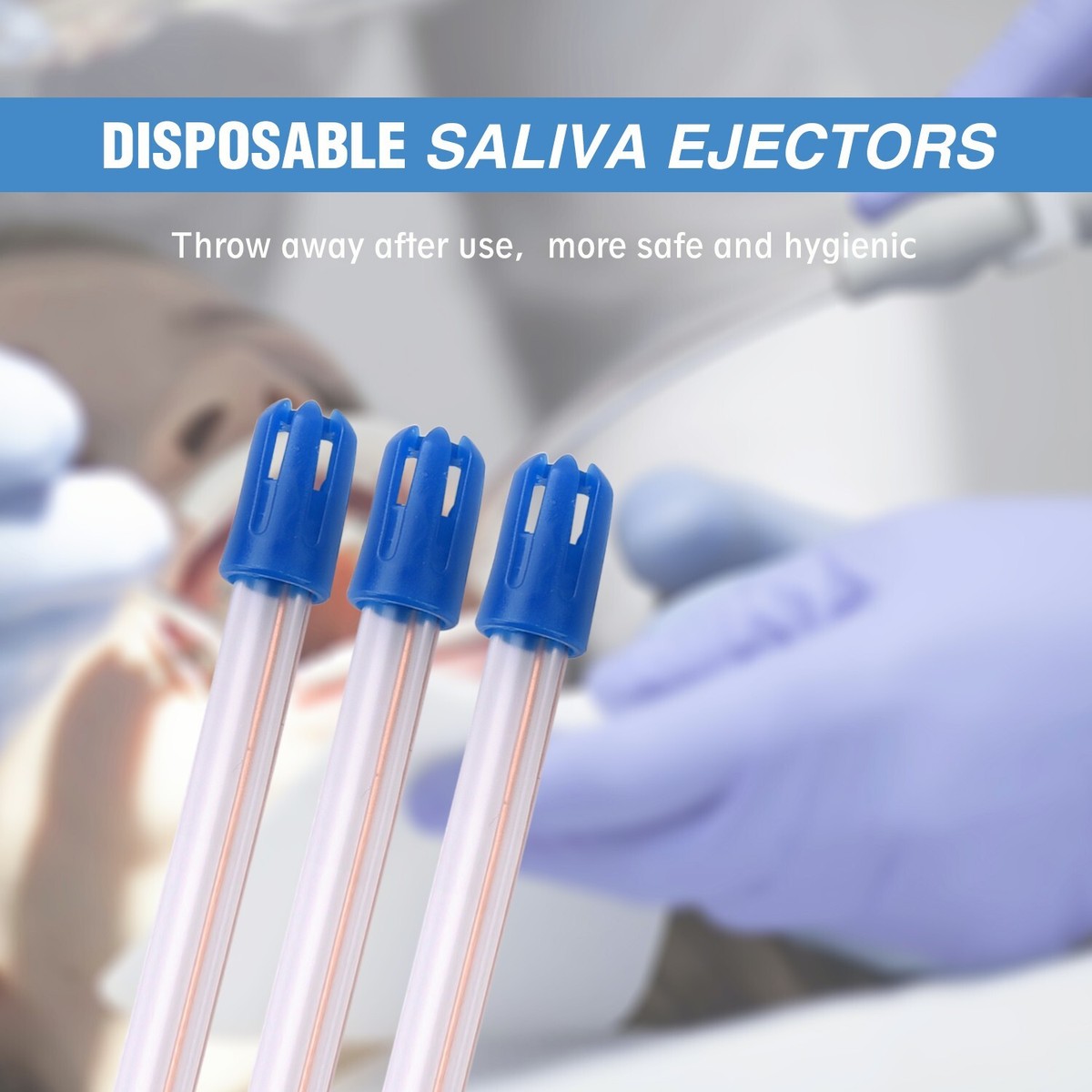 1000 Embouts évacuateurs De Salive Dentaires – Jetables Transparents/bleus – Marque Safedent USA