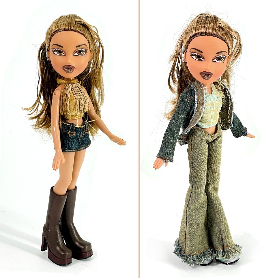 Vintage 2001 Bratz Funk N' Glow Yasmin wave 1 2003 doll + 2 denim