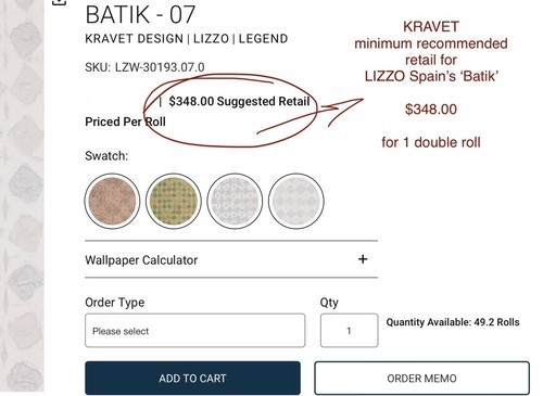 11YD LIZZO Spain for KRAVET Batik 07 Light Grey Silver Mod Wallpaper $348 Retail - Picture 4 of 19