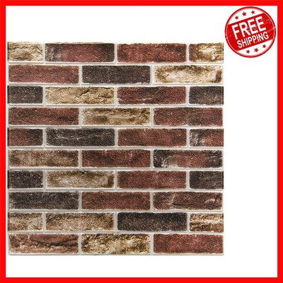 Waterproof Red Brown 3D Faux Brick Wall Panels - Easy Peel and Stick Application