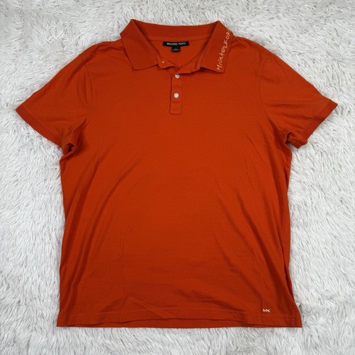 Michael Kors Herren Polo Bestickt MK Kurzarm Orange Größe L