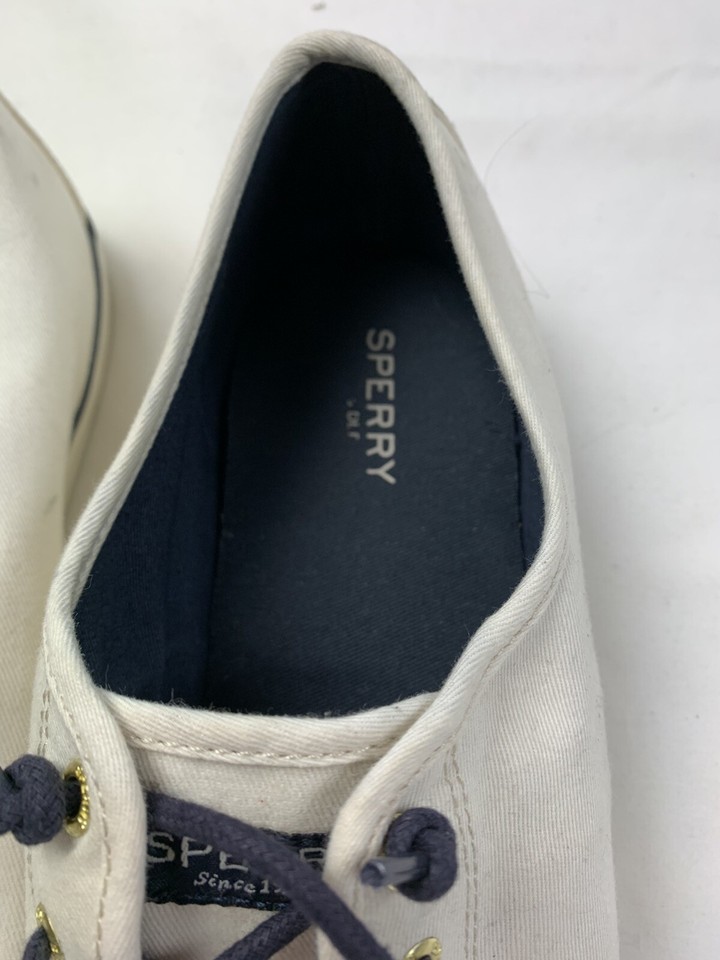 Chaussures Bateau Sperry Top-Sider Seacoast Bleu Lacets Argentés - Taille Femme US 5, Occasion Bon état
