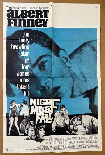 Albert Finney NIGHT MUST FALL 1964 27x41 Org Movie Poster 3002