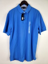 TOMMY HILFIGER Polo Shirt Size M Solid Blue Short Sleeve 100 Cotton NEW Jn2