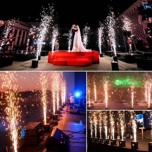 2PCS Cold Spark Machine 700W DMX Stage Firework Machine Wedding W/Flight Case US