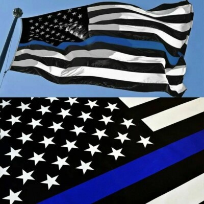 G128 3x5 FT Blue Lives Matter Flag - Embroidered Stars, Spun Polyester, Law Enforcement Support