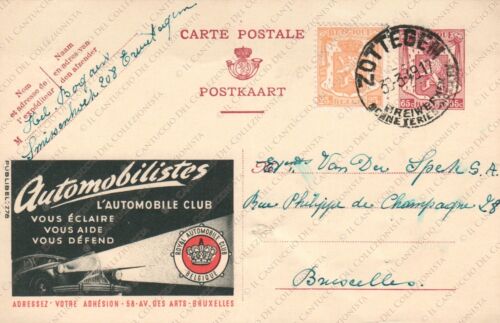1949 Automobilistes Royal Automobile Club Bruxelles Cartolina pubblicitaria - Afbeelding 1 van 2