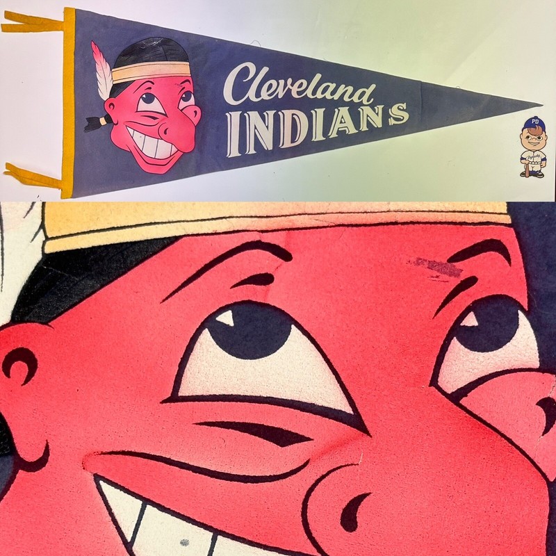 1960s Cleveland Indians Pennant Flag Banner 11.5x30 Ohio Wahoo