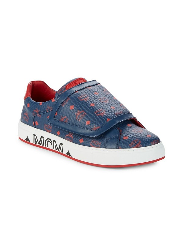 100% AUTHENTIC NEW MEN MCM BLUE VISETOS LOGO MILANO LOW TOP SNEAKERS EU 43/US 10