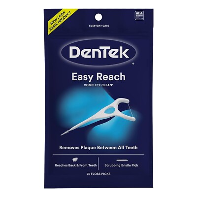 Dentek Complete Clean Easy Reach Floss Picks, Break & 75 Count (Pack of 1)