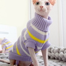 Pet Cat Pullover Striped Vest Knitted Sweater Coat Jumper Winter Warm Costume '