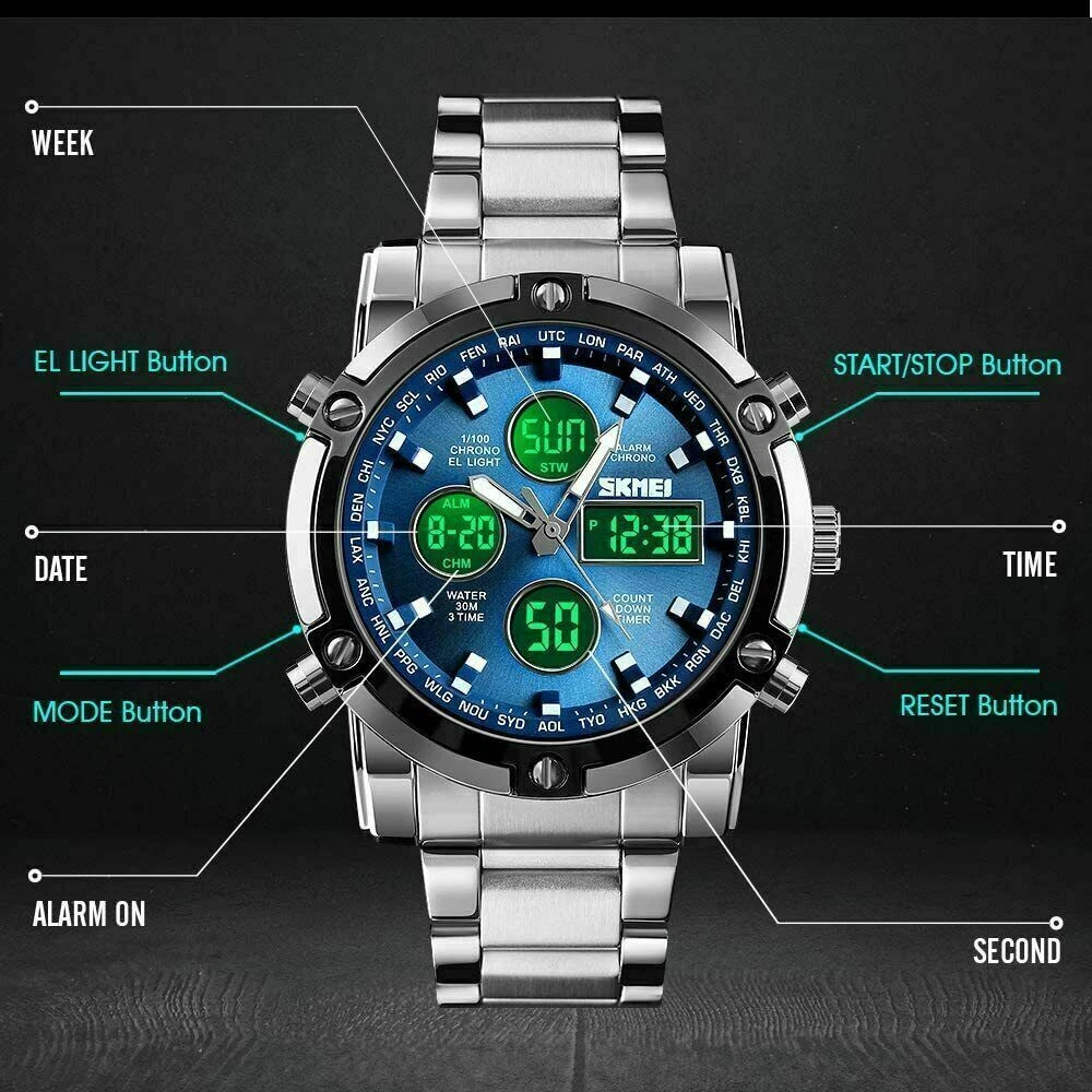 Men Luxury Watch Army Military Chronograph Date Wrist Watches Water Resistant