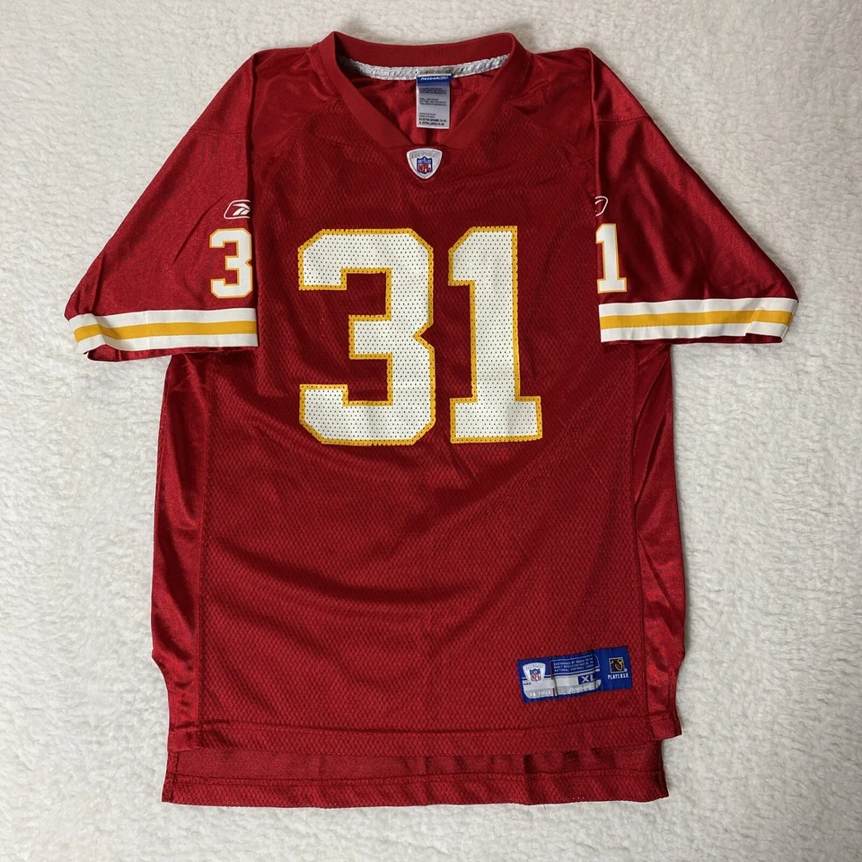Camiseta de fútbol Reebok NFL Priest Holmes #31 Kansas City Chiefs roja talla JOUTH XL Foto 2 de 4