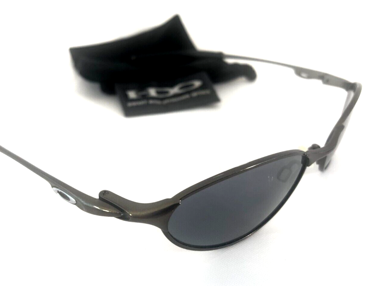 RARE OAKLEY TEASPOON SUNGLASSES Pewter Frames Silver Icons Black