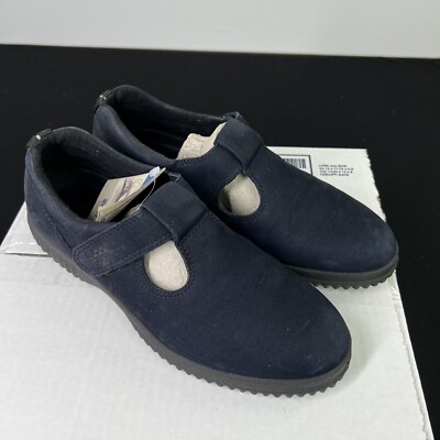 Ecco Soft Blue Suede Bootie Slip On Shoes Women s Size 7