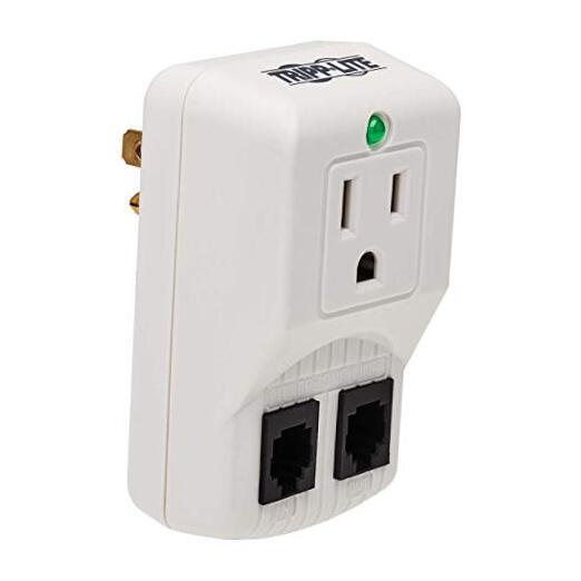 Portable Surge Protector Power Strip, Direct Plug in, 1 Outlet Grey Telephone