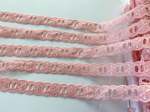 3 Yards Salmon Pink Embroidered Ribbon Trim for Sewing/Crafts/Bridal/ 3/4" wide - Picture 8 of 12