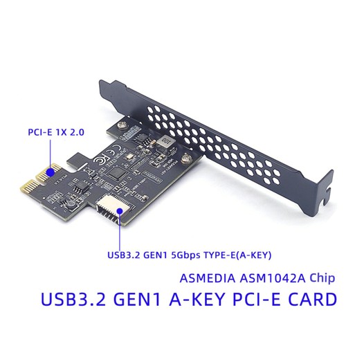PCI-E To USB3.2 GEN1 Expansion Card 5Gbps Front Type-E A-Key ASM1042A Adapter - Afbeelding 5 van 14
