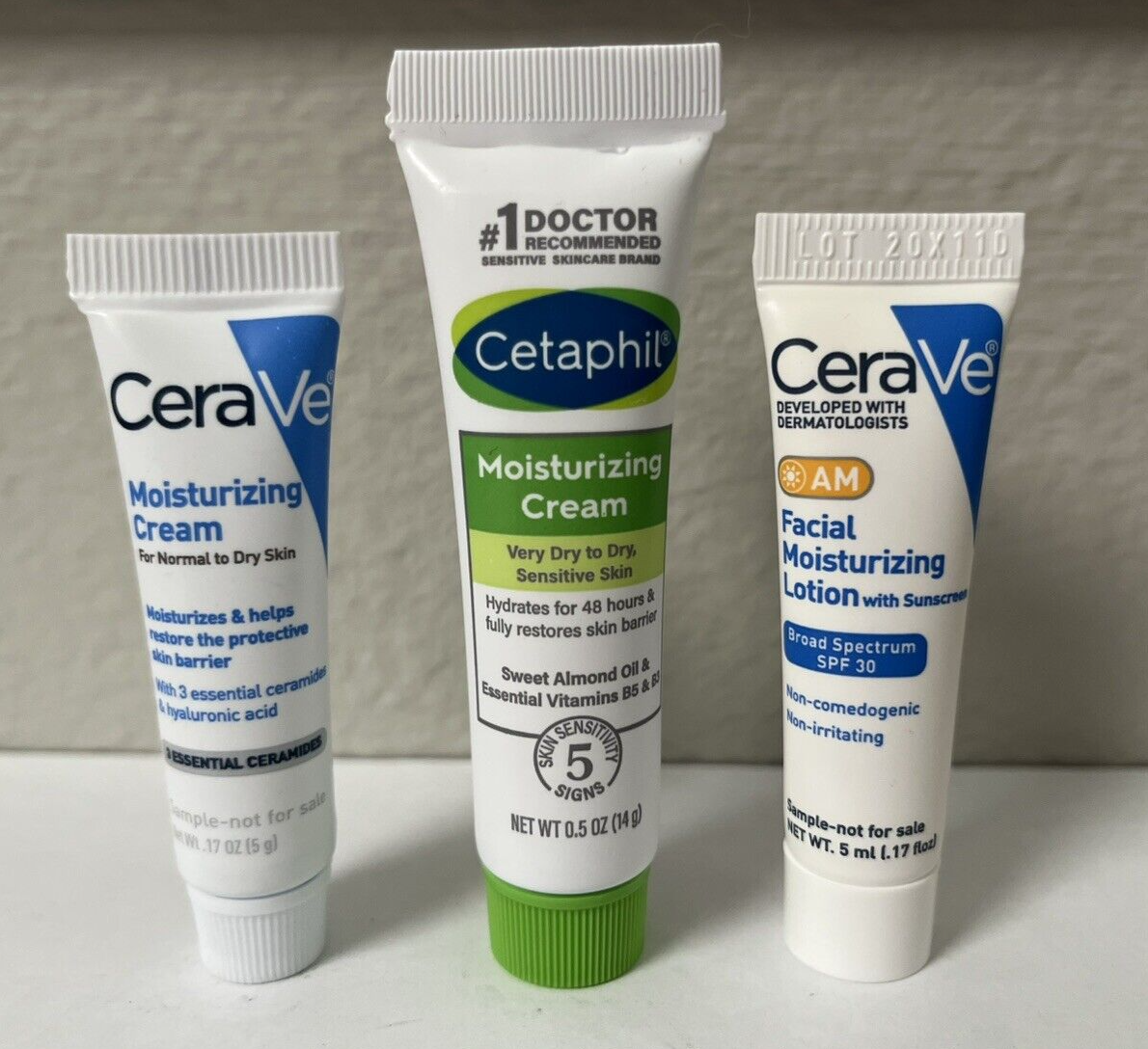 CERAVE & CETAPHIL 3-Piece Travel Moisturizing Lot: Facial Lotion & Cream Set-image