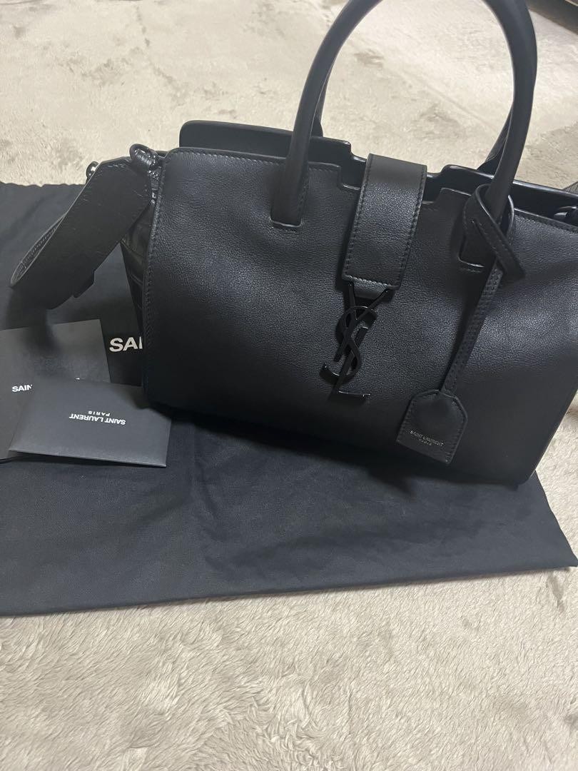 Saint Laurent Black Leather Downtown Cabas Tote Designer Handbag Satchel