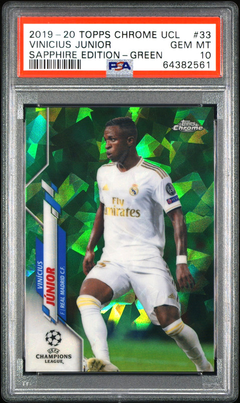 Vinicius Junior PSA 10 Green Sapphire /75 2019-20 Topps Chrome UEFA UCL Brazil