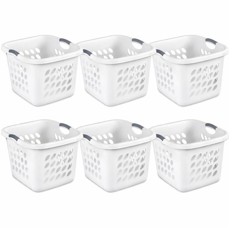 6 Pack &ndash; Sterilite 12178006 1.5 Bushel / 53L Ultra Square Laundry Basket, White